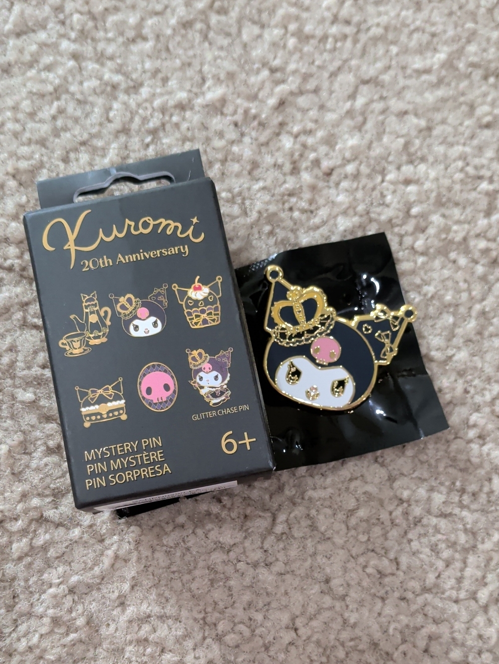 Loungefly Kuromi 20th Anniversary Black Pink Gold Enamel Pin